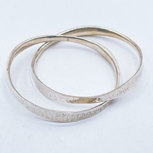 James Avery Vintage 925 Sterling Silver Linked Hammered Bangle Bracelets