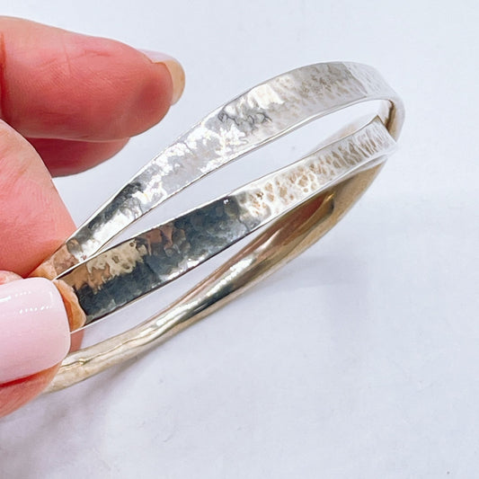 James Avery Vintage 925 Sterling Silver Linked Hammered Bangle Bracelets