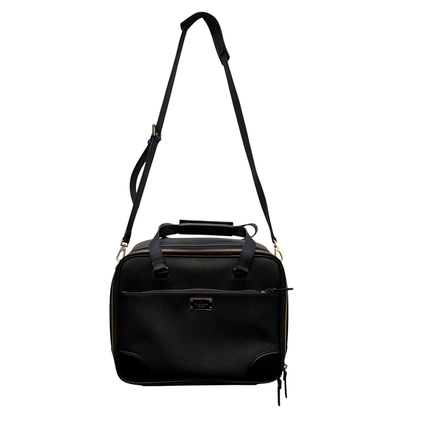 Kate Spade Black Saffiano Leather Travel Case With Adjustable Long Strap
