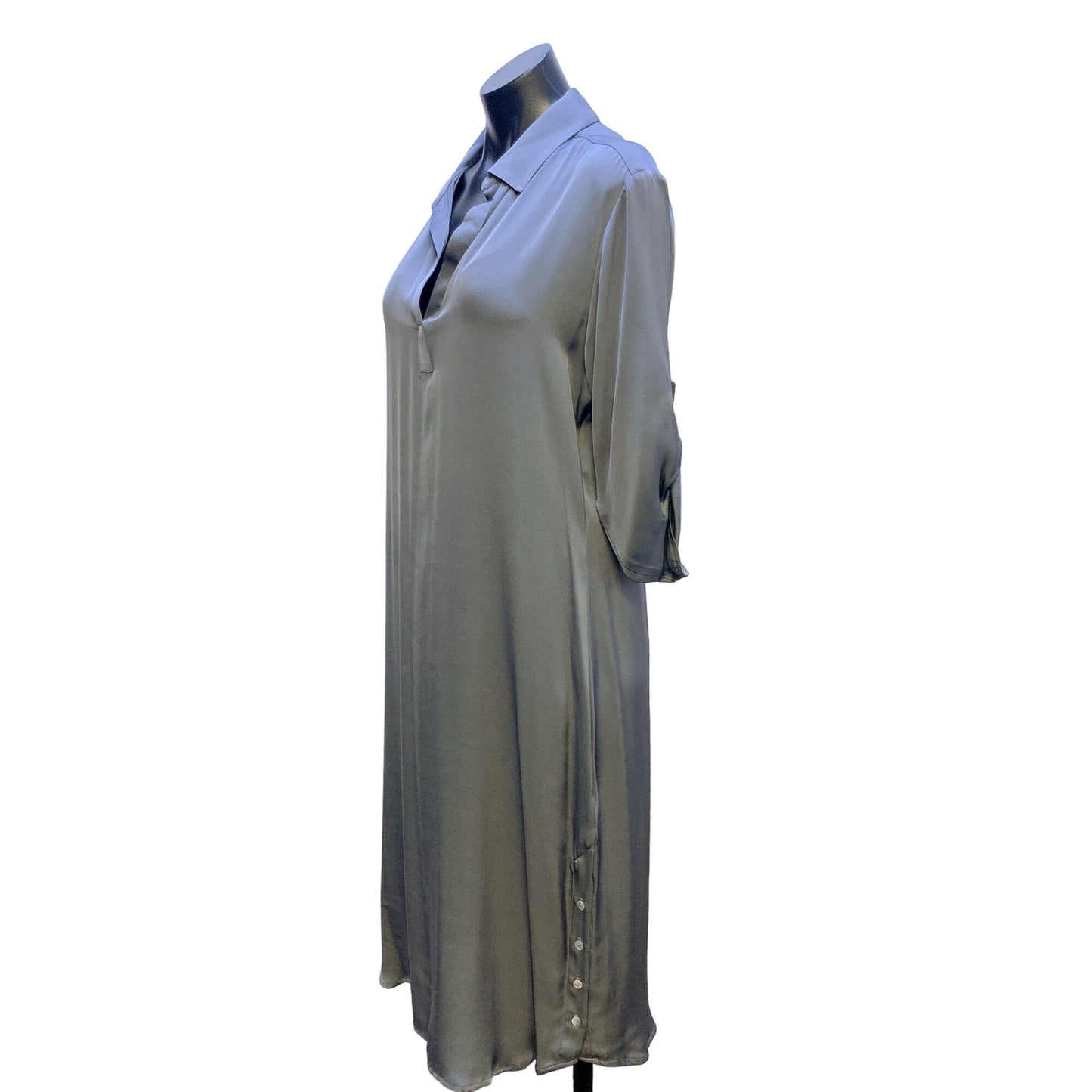 Nouvelle Palm Beach Womens Silk Button-Down Shirt Dress L