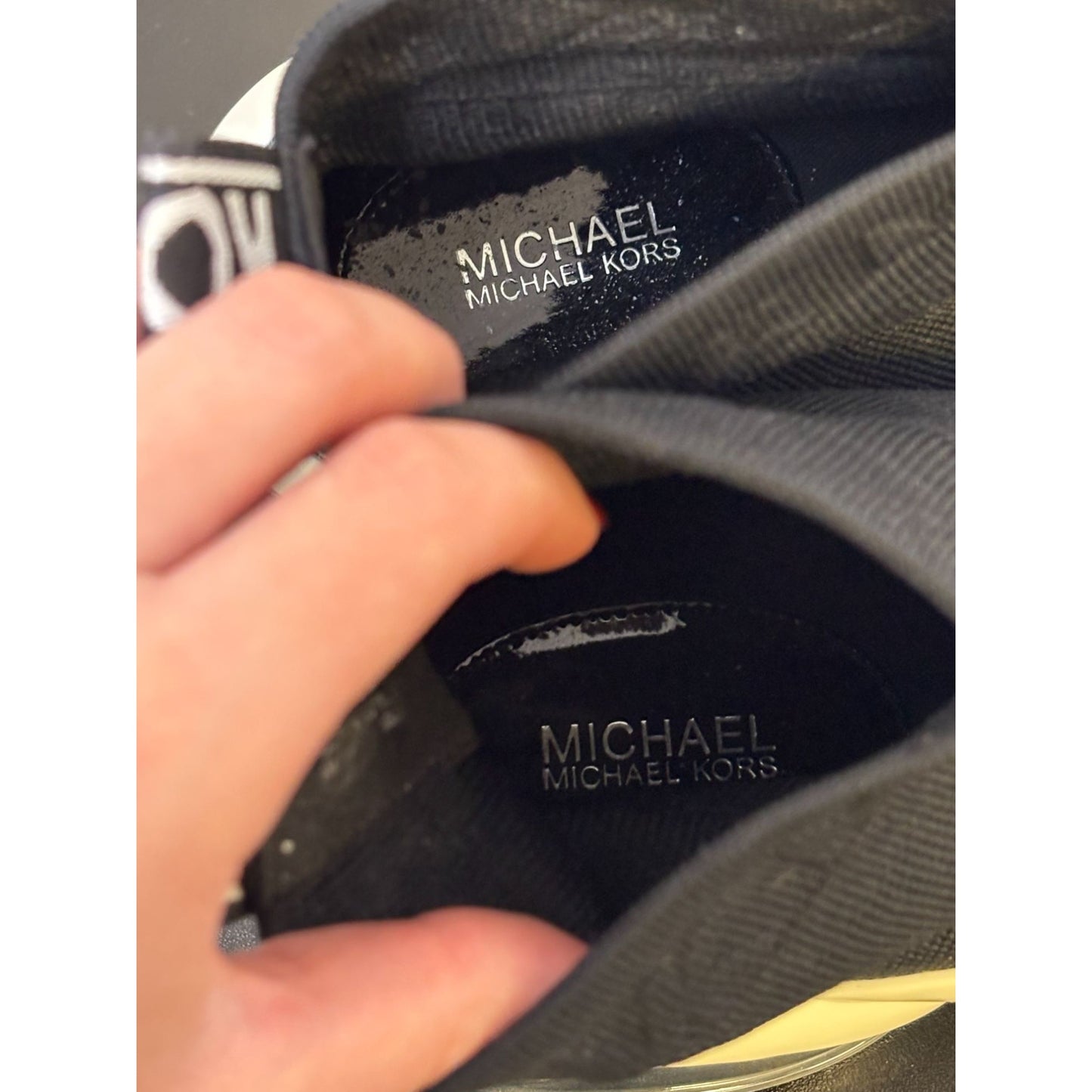 Michael Kors Black & White Slip-On Sock Sneakers  Size 9