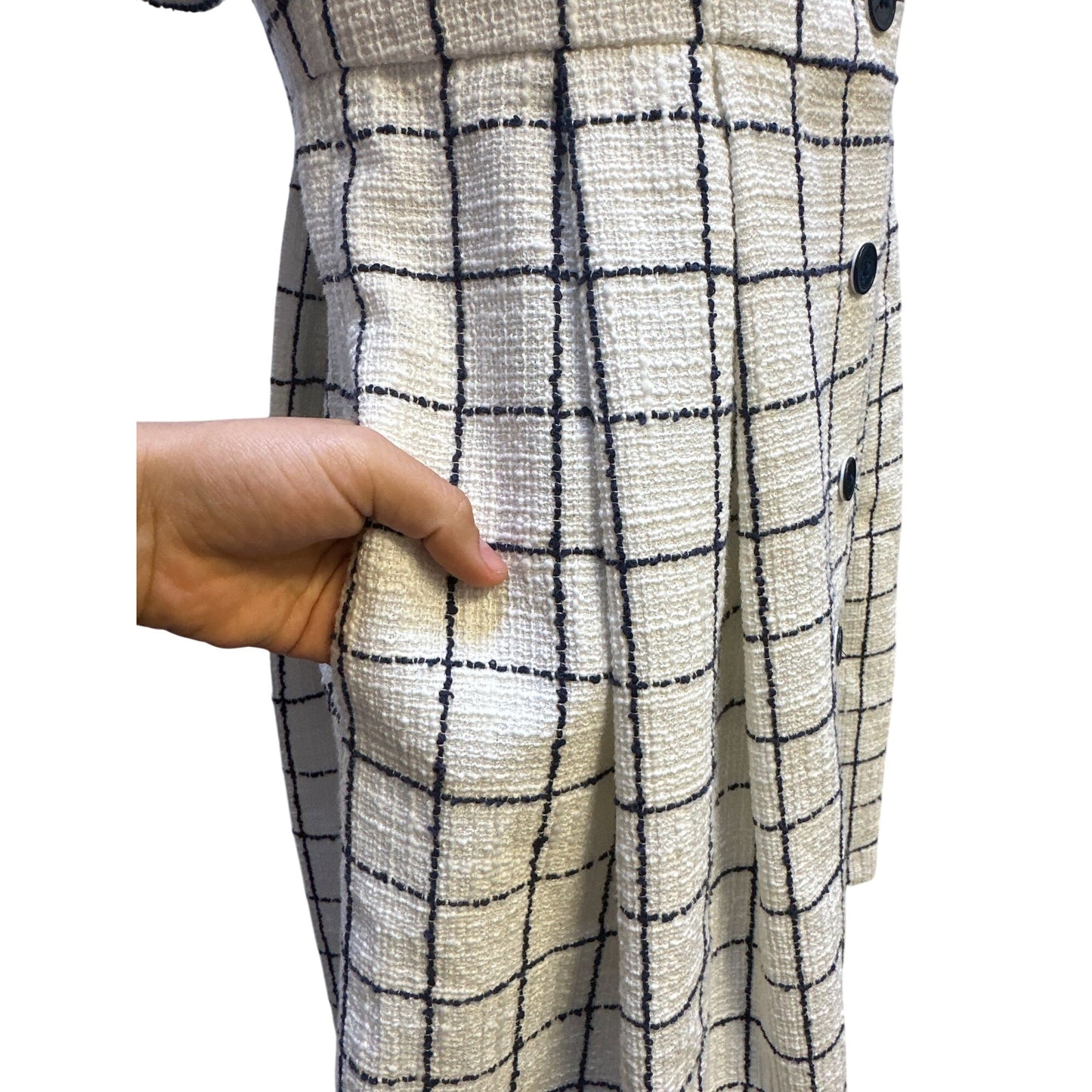 NWT Gal Meets Glam Plaid Puff Sleeve Square Neck Dress w/Buttons Size 6