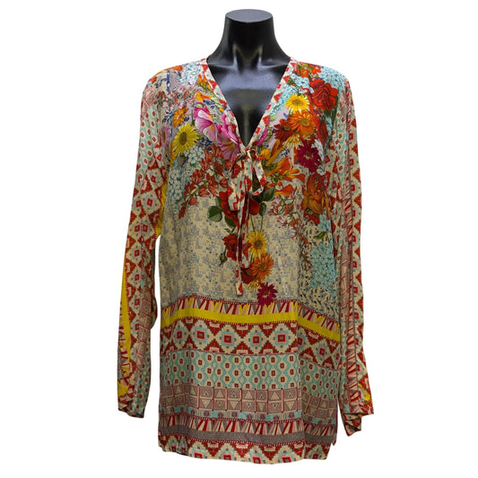 Johnny Was Floral Print Long-Sleeve Blouse Multi-Color Size M