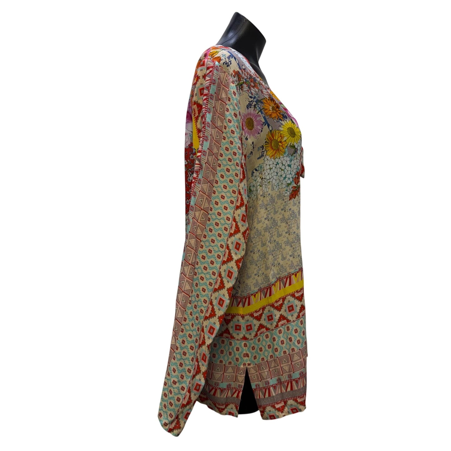 Johnny Was Floral Print Long-Sleeve Blouse Multi-Color Size M