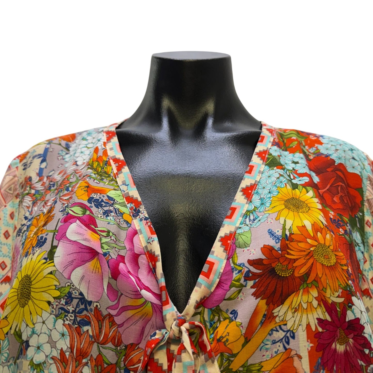 Johnny Was Floral Print Long-Sleeve Blouse Multi-Color Size M