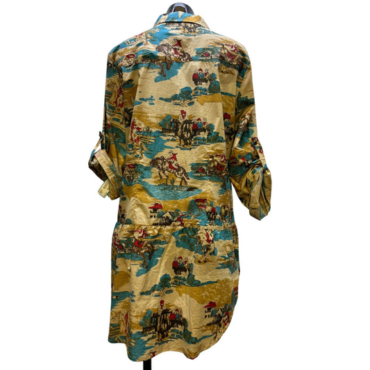 Tasha Polizzi Western Print Tunic Blouse XL Brown & Turquoise