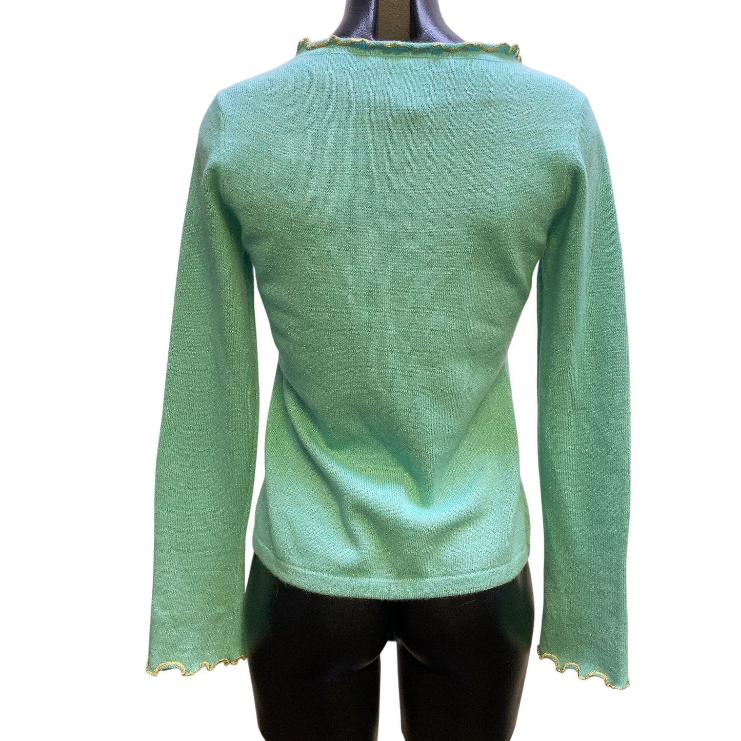 Neiman Marcus Mint & Gold Cashmere Blend Sweater Size S