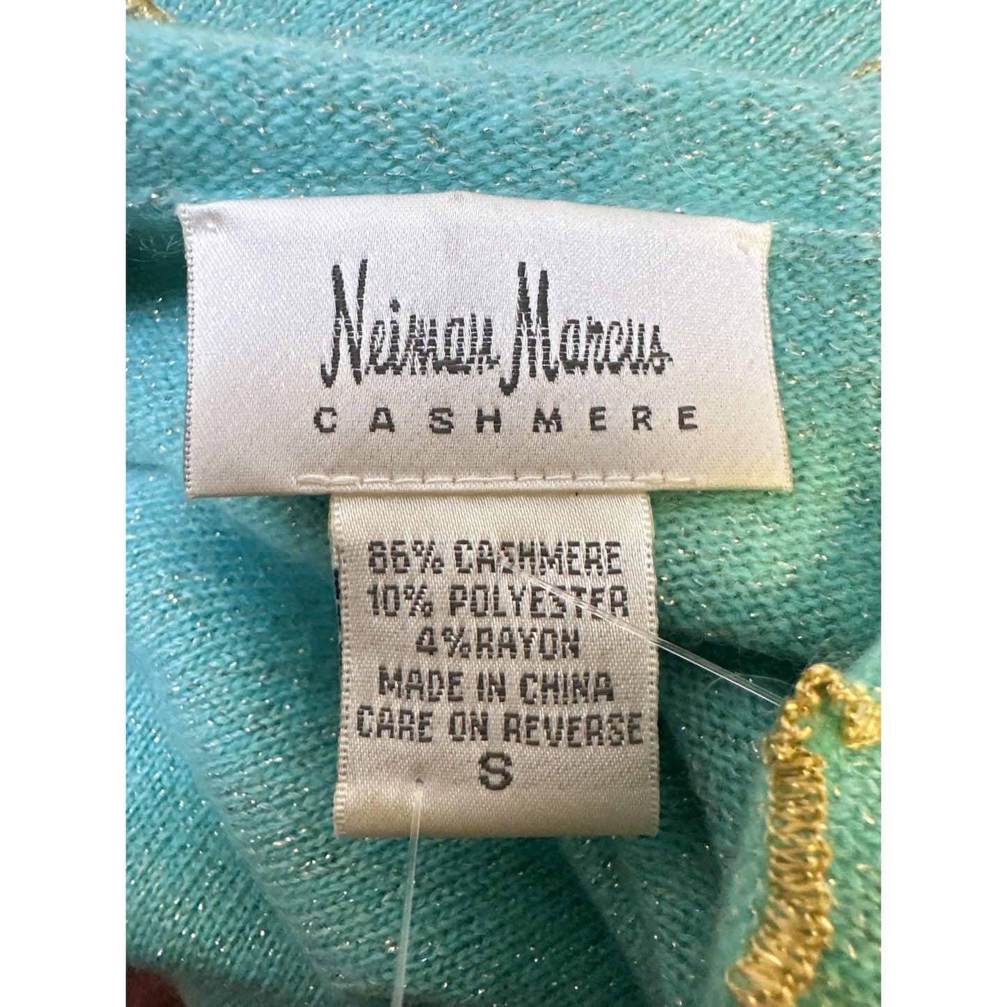 Neiman Marcus Mint & Gold Cashmere Blend Sweater Size S