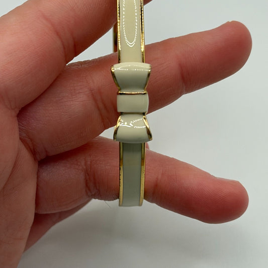 Kate Spade New York Cream Enamel Bow Gold-Tone Bangle Bracelet