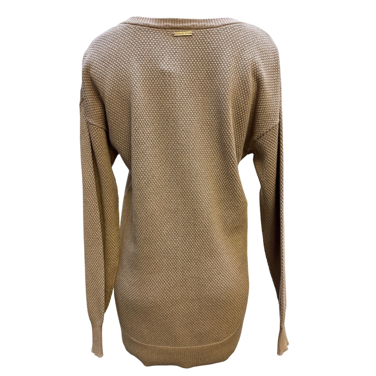 Michael Kors Metallic Textured Knit Sweater Gold L