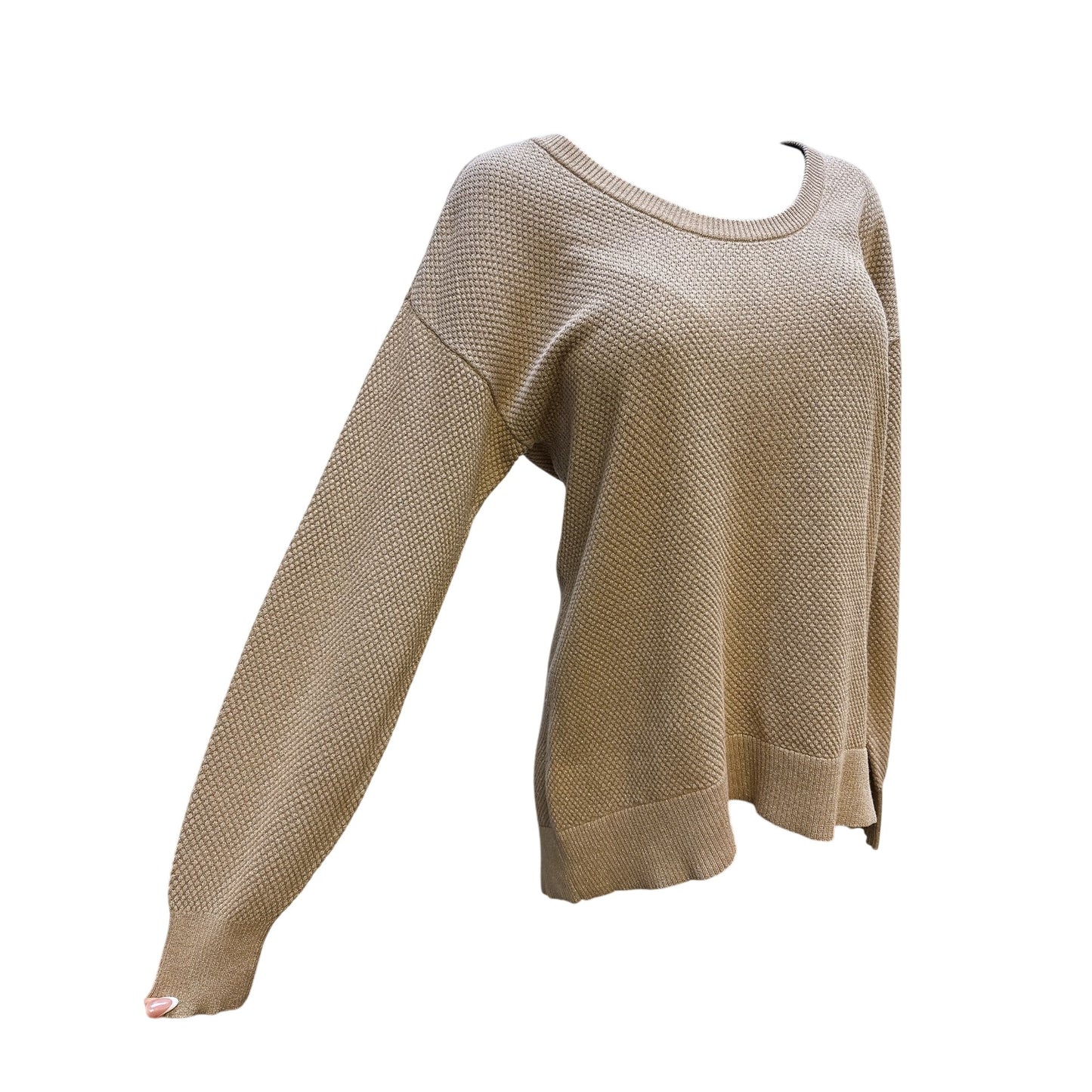 Michael Kors Metallic Textured Knit Sweater Gold L