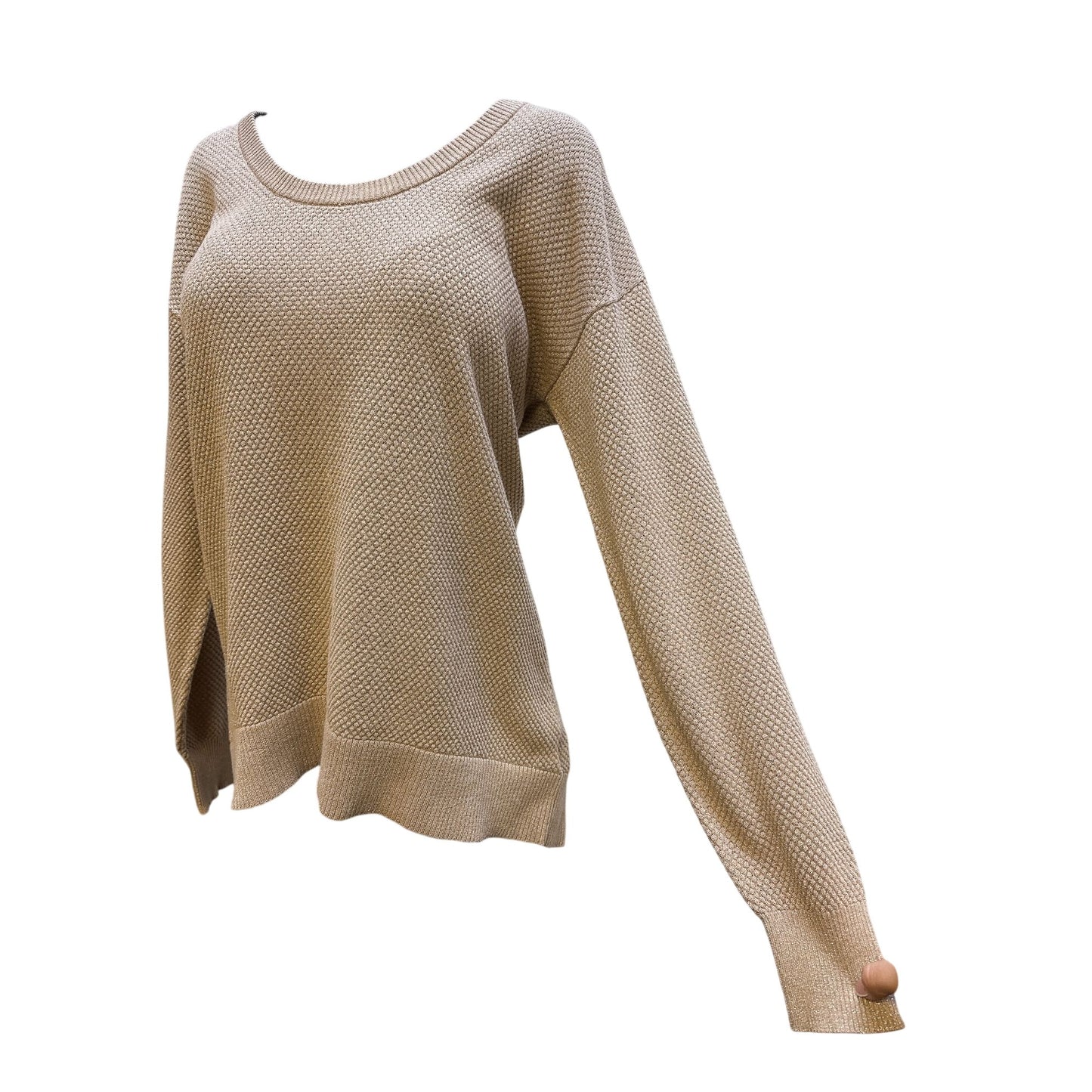 Michael Kors Metallic Textured Knit Sweater Gold L