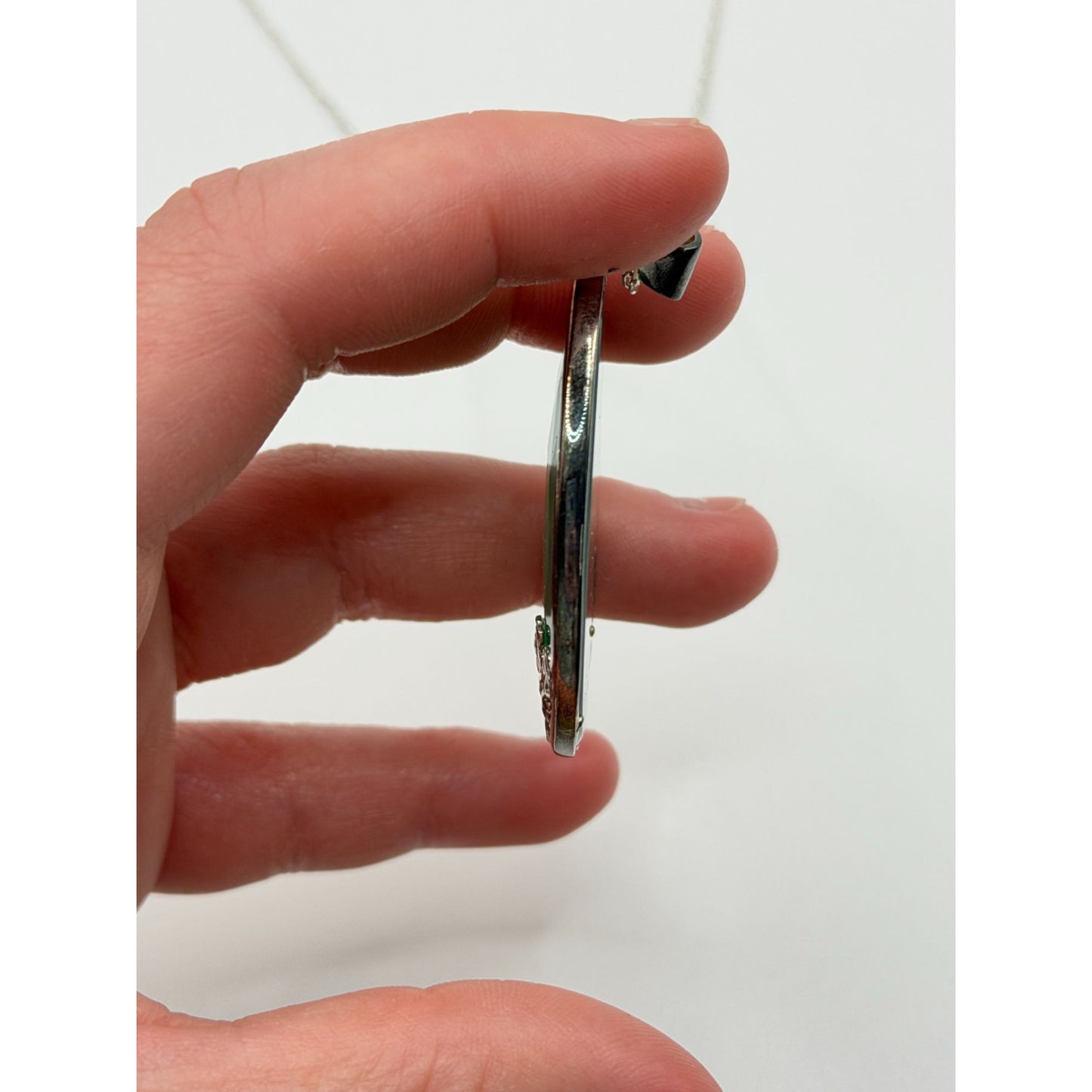 JMH Jewellery Sterling Silver Necklace Green Gemstone Pendant Shamrock Detail Made in Ireland