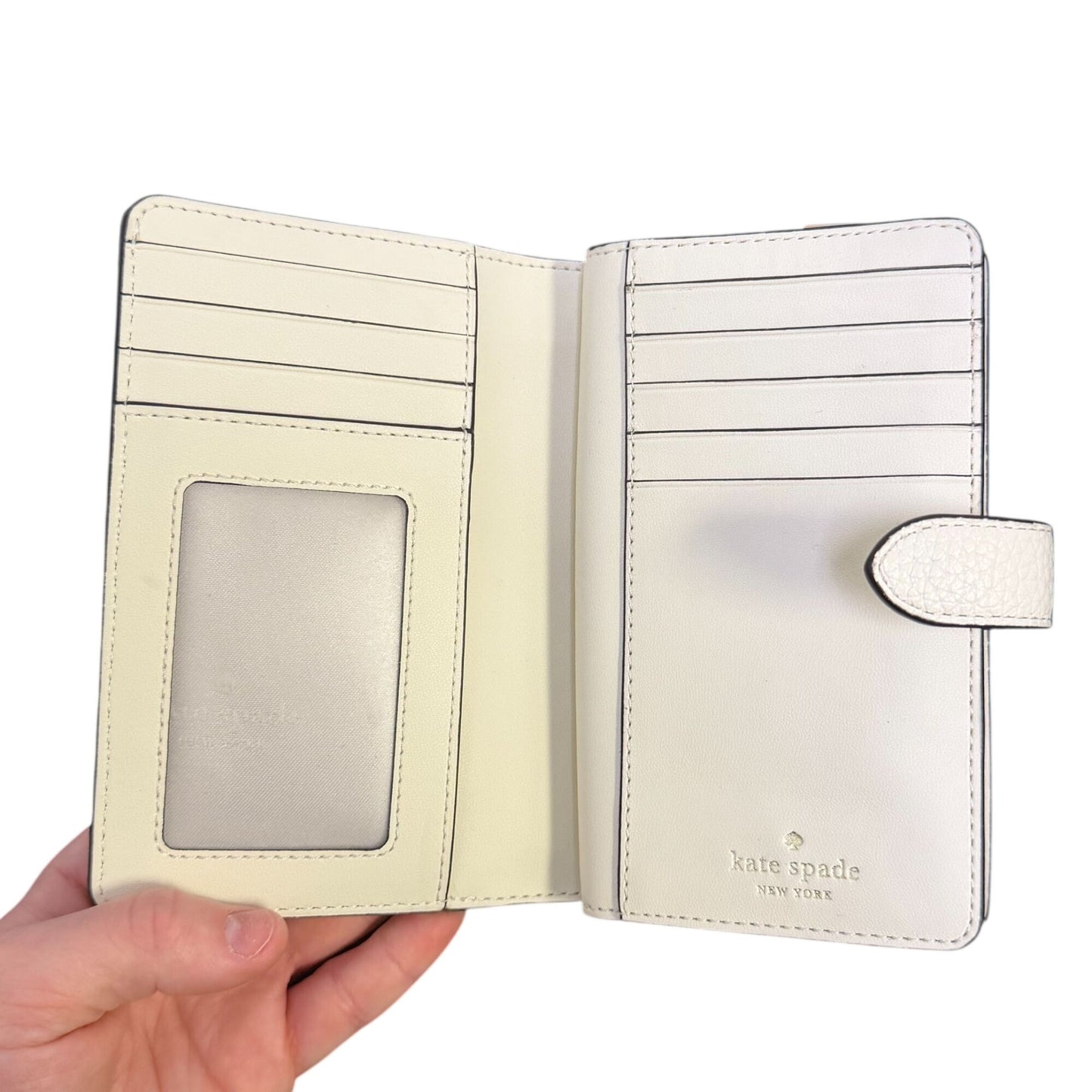 Kate Spade New York White Leather Wallet With Snap Closure