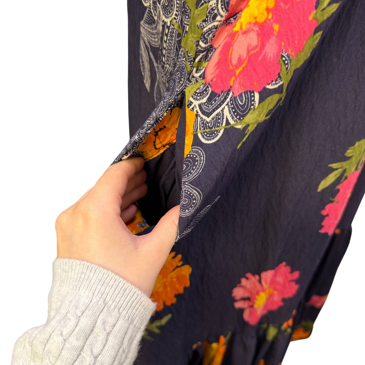 By Anthropologie Navy Multi Floral Button-Down Maxi Dress XS