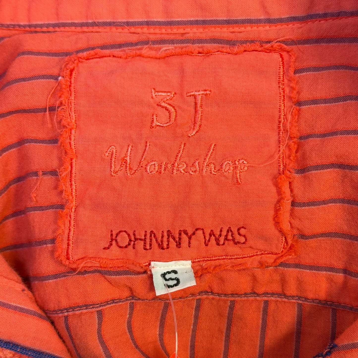 Johnny Was 3J Workshop Pink & Blue Embroidered Button-Down Blouse S