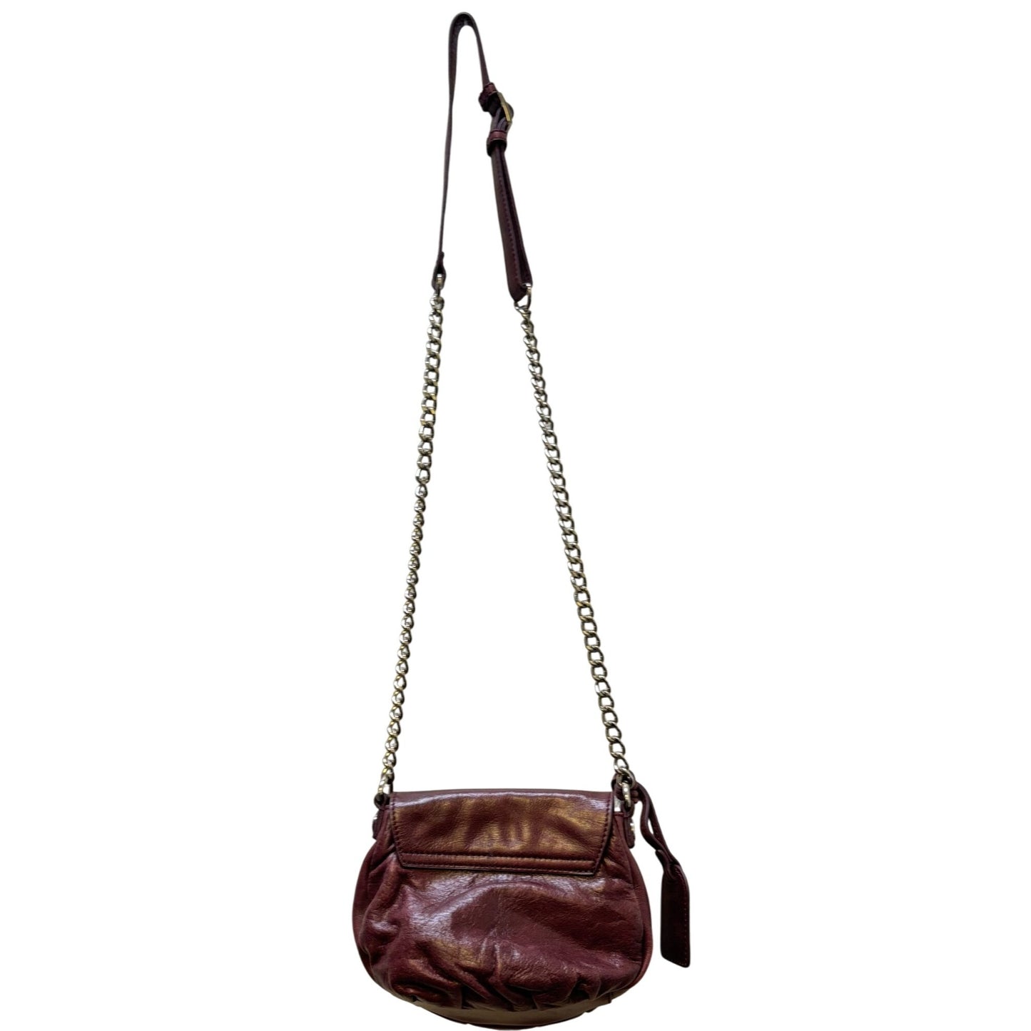 Badgley Mischka Crossbody Purse Wine Leather Chain Strap S