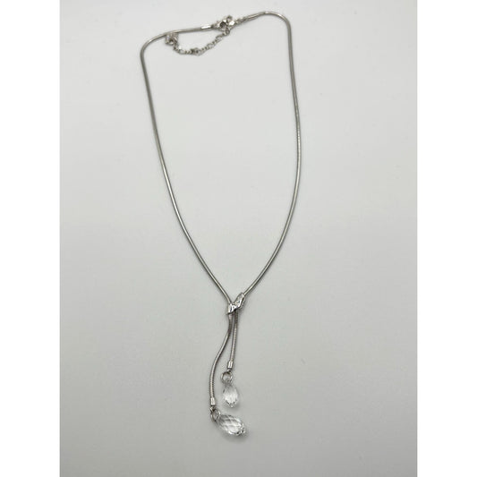 Swarovski Silver-Tone Adjustable Necklace With Crystal Drop Pendants