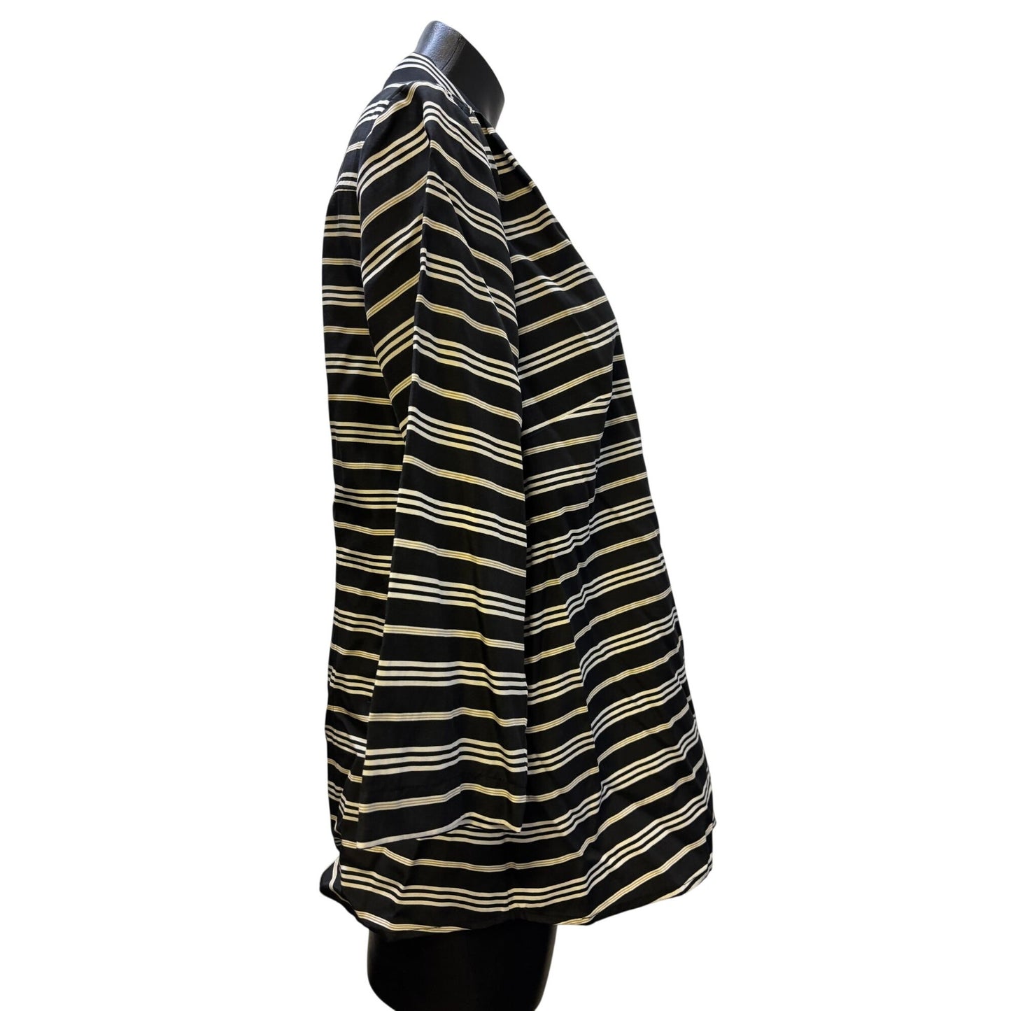 NWT Pendleton Black & White Striped Silk Blouse With Wrap Style XL