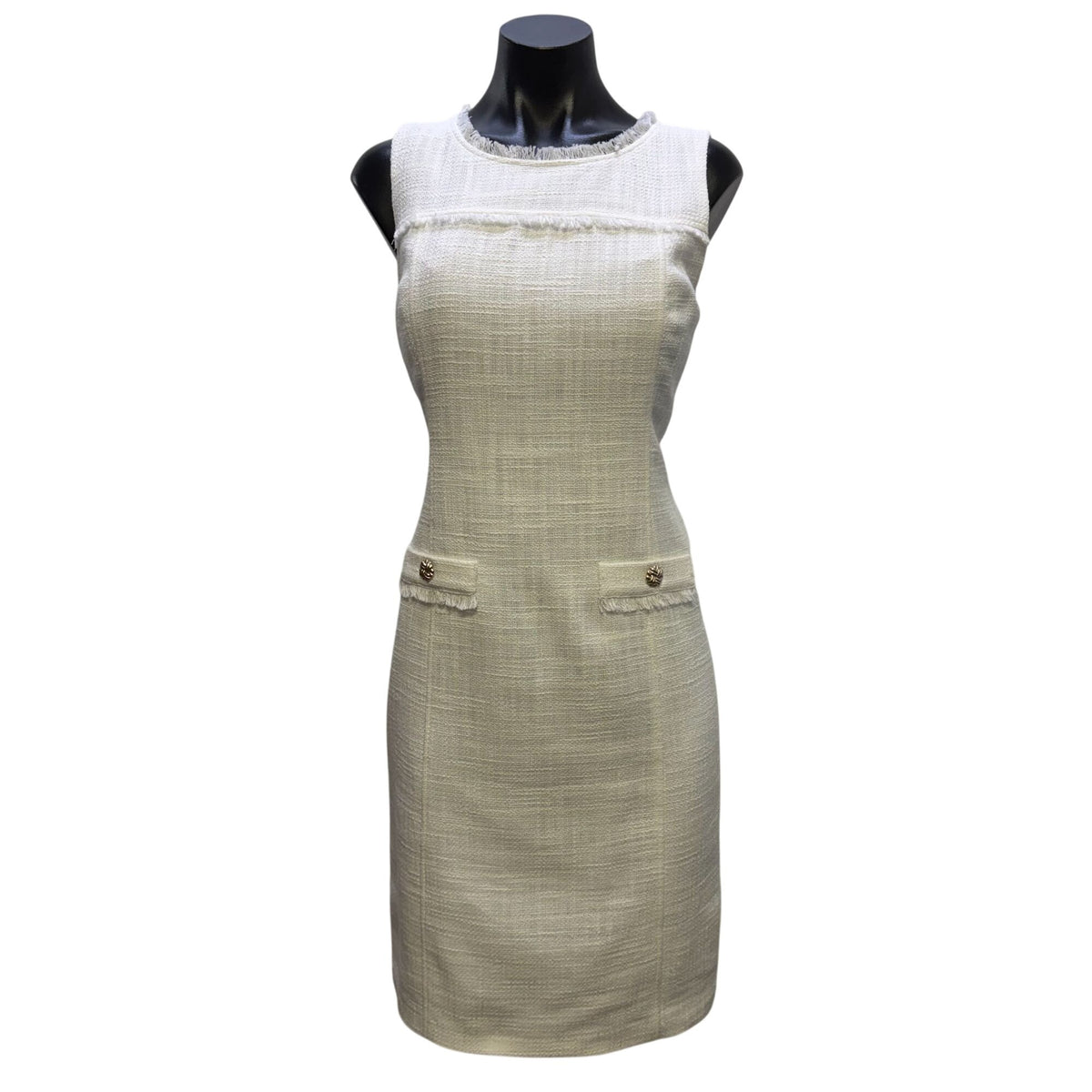 Karl Lagerfeld Paris Ivory Tweed Sheath Dress 8