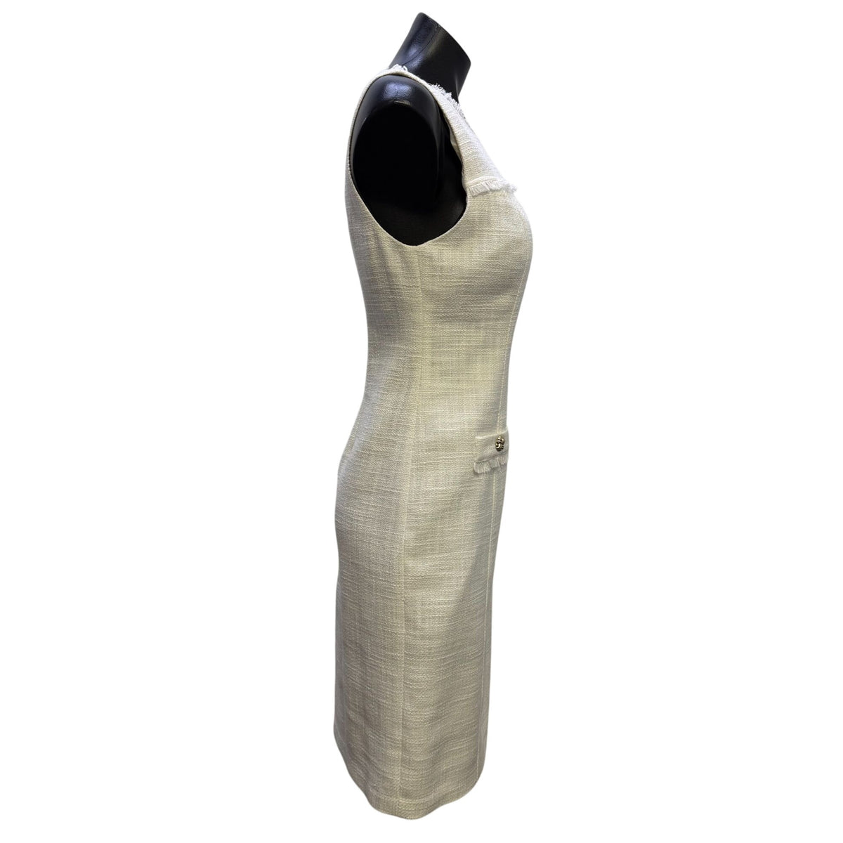 Karl Lagerfeld Paris Ivory Tweed Sheath Dress 8