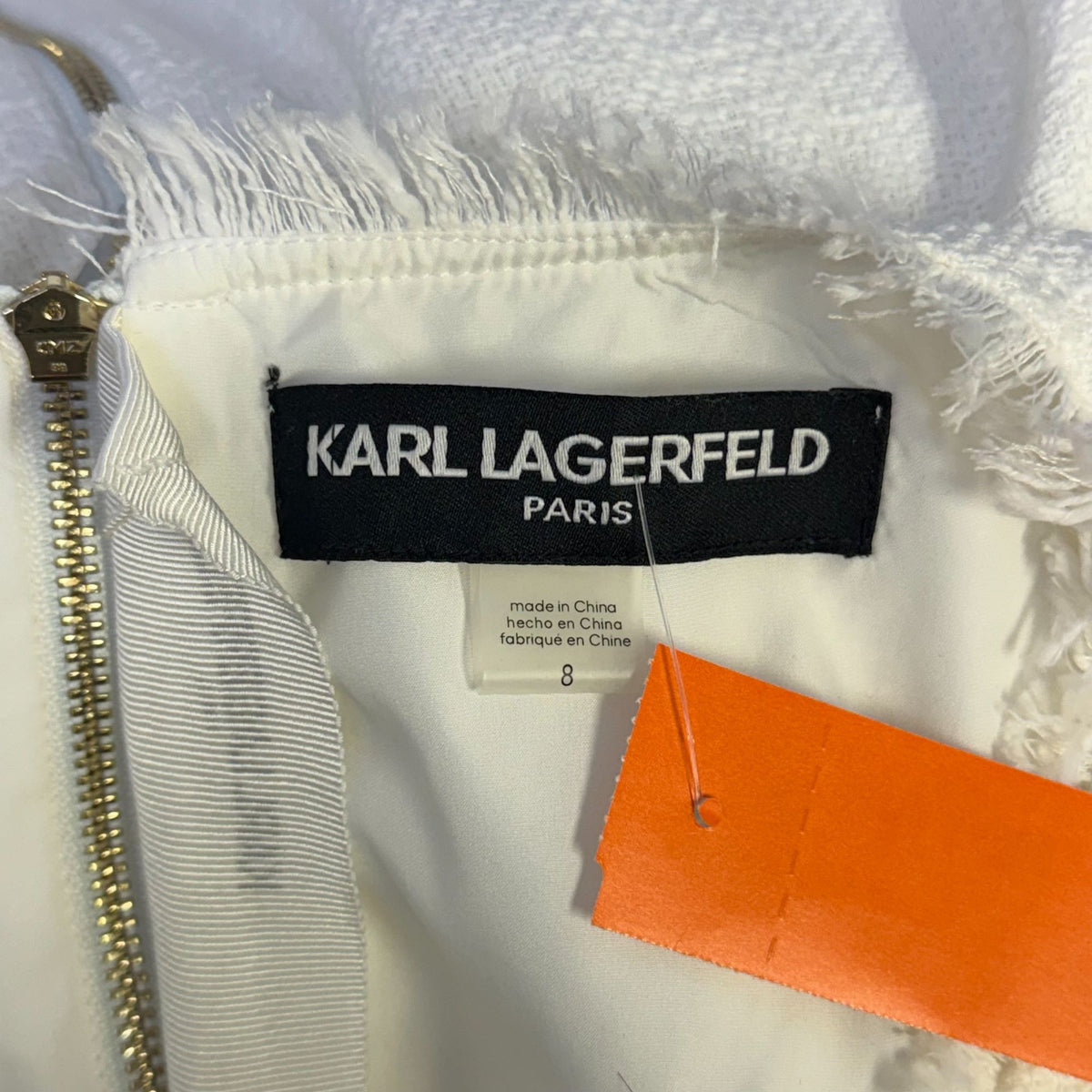 Karl Lagerfeld Paris Ivory Tweed Sheath Dress 8