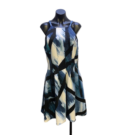 NWT Vince Camuto Blue & Black Halter Dress Size 14