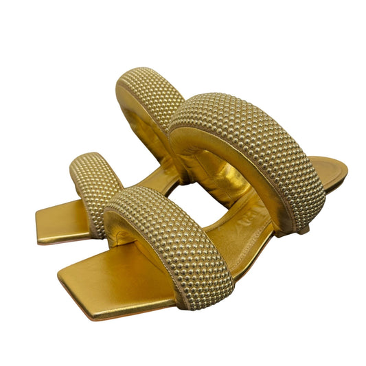 Cult Gaia Gold Heel Sandals With Textured Straps Size 9