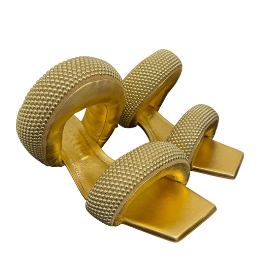 Cult Gaia Gold Heel Sandals With Textured Straps Size 9