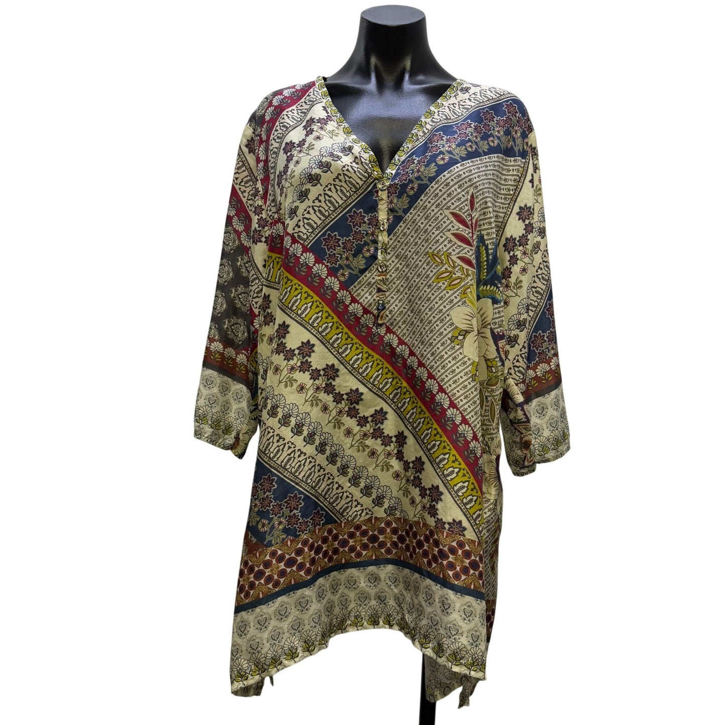 Johnny Was Multi-Color Floral Print Tunic Blouse XL