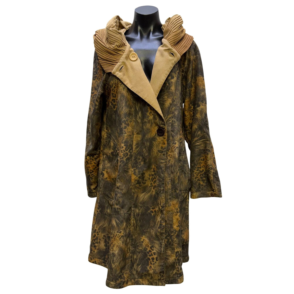 Lindi Reversible Tan & Brown Coat With Leopard Print S