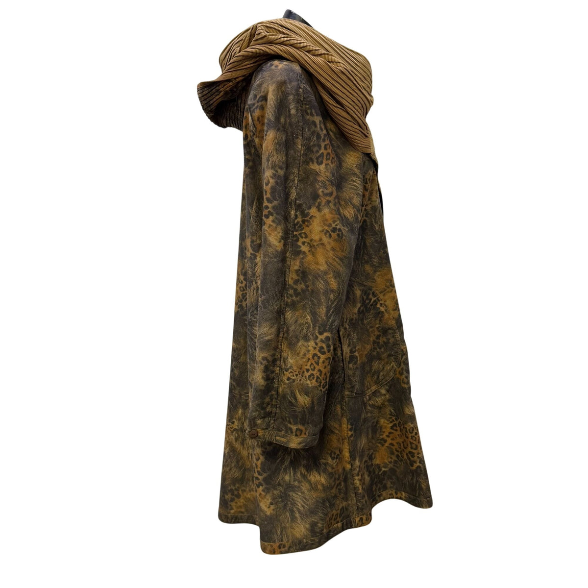 Lindi Reversible Tan & Brown Coat With Leopard Print S