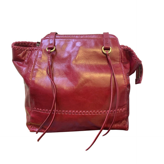 Hobo Wine Leather Shoulder Bag With Floral Interior