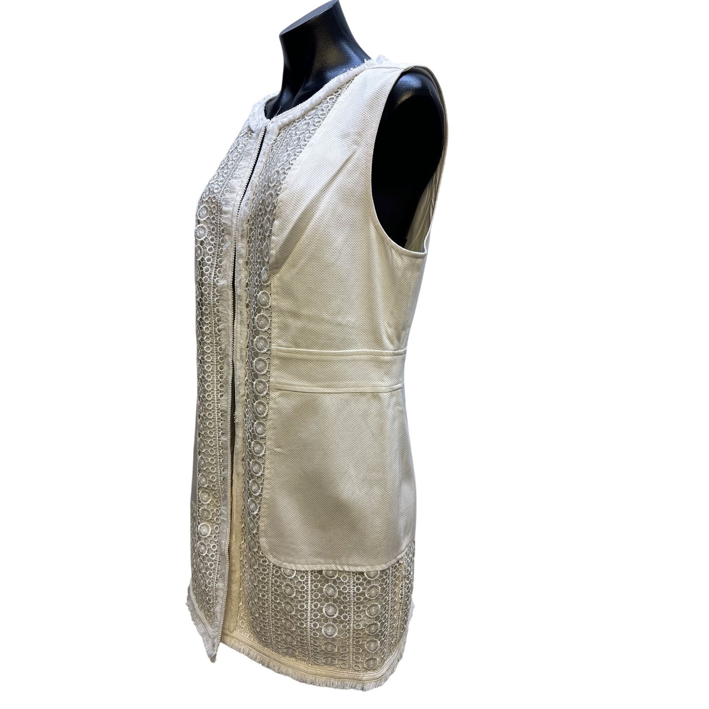 NWT Chico's Sleeveless Embroidered Open Front Vest Size 1 (M)