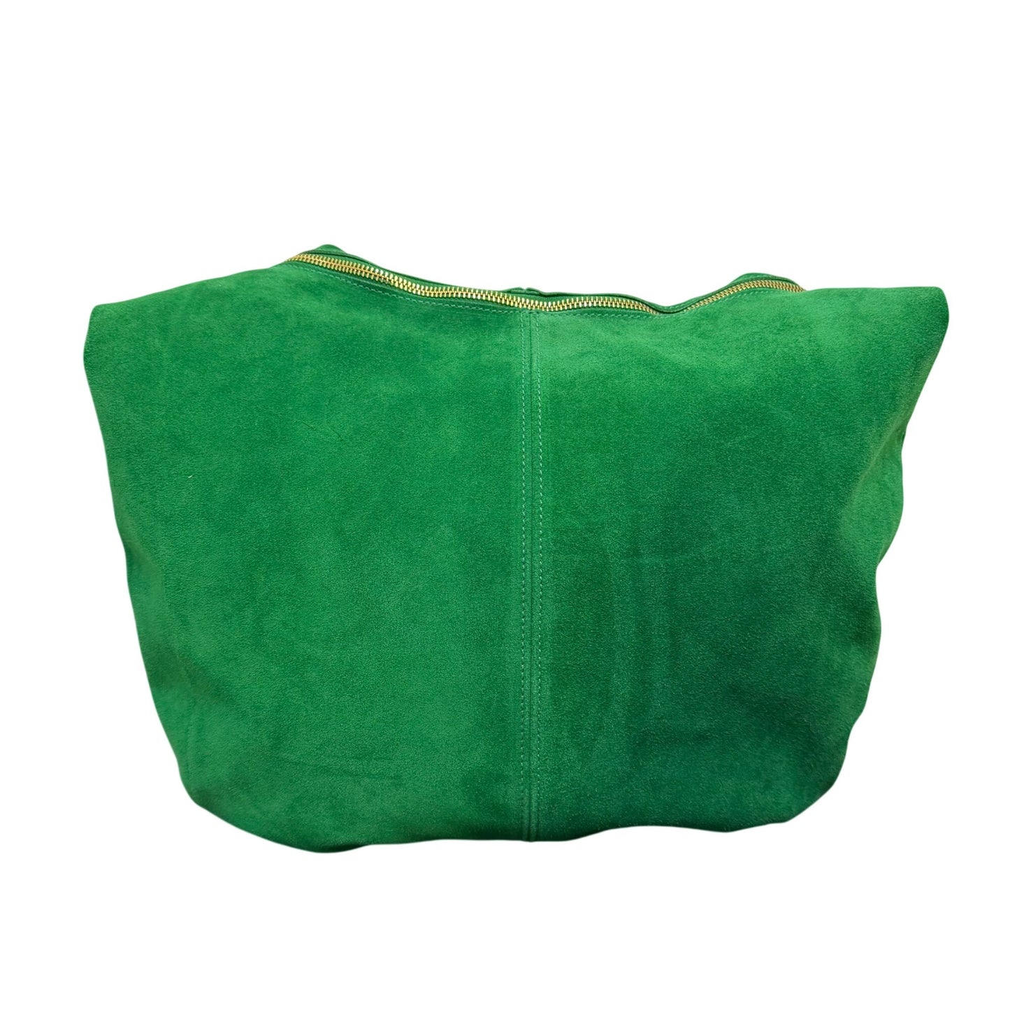 Marlon Genuine Leather Green Suede Hobo Bag With Gold Ring Accents
