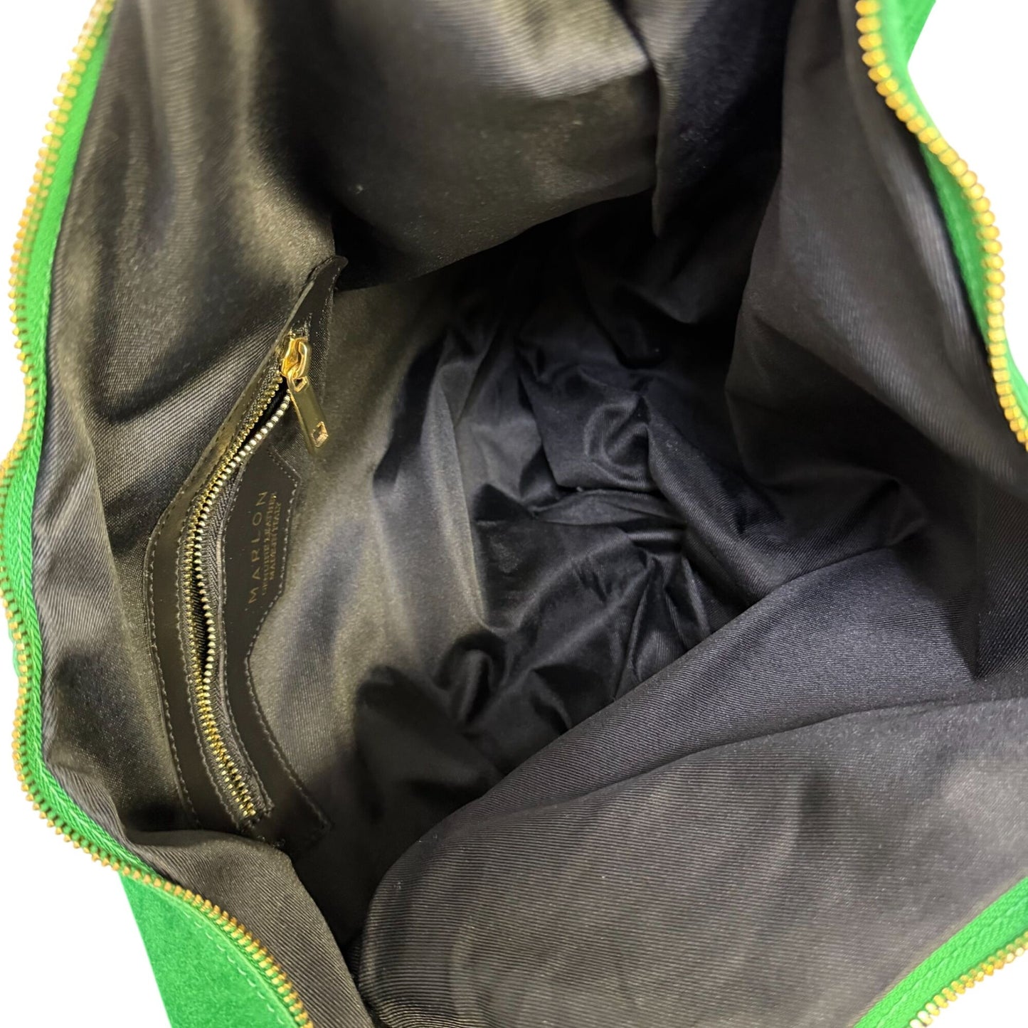 Marlon Genuine Leather Green Suede Hobo Bag With Gold Ring Accents