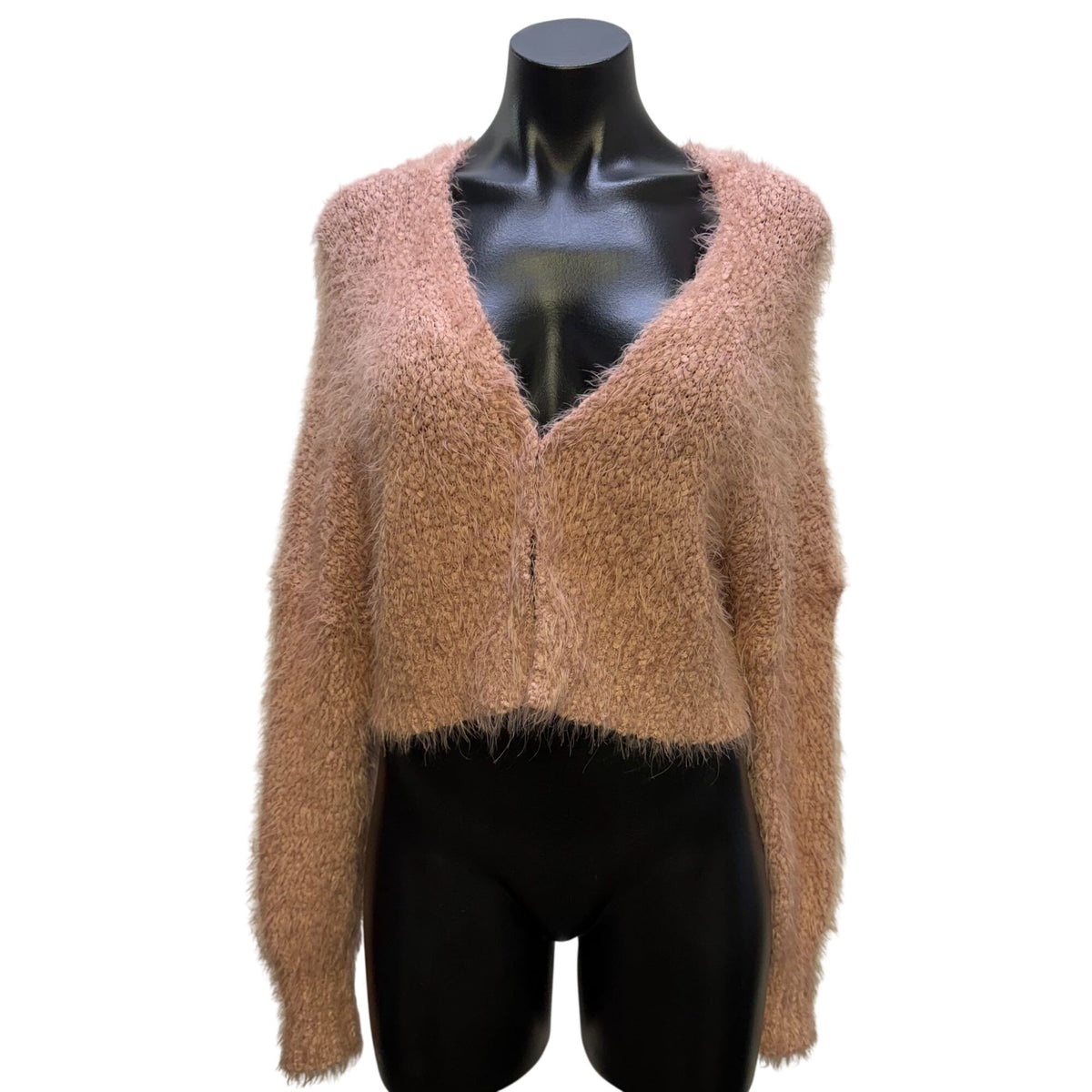 Faceplant Dreams Cropped Fuzzy Pink Cardigan S/M