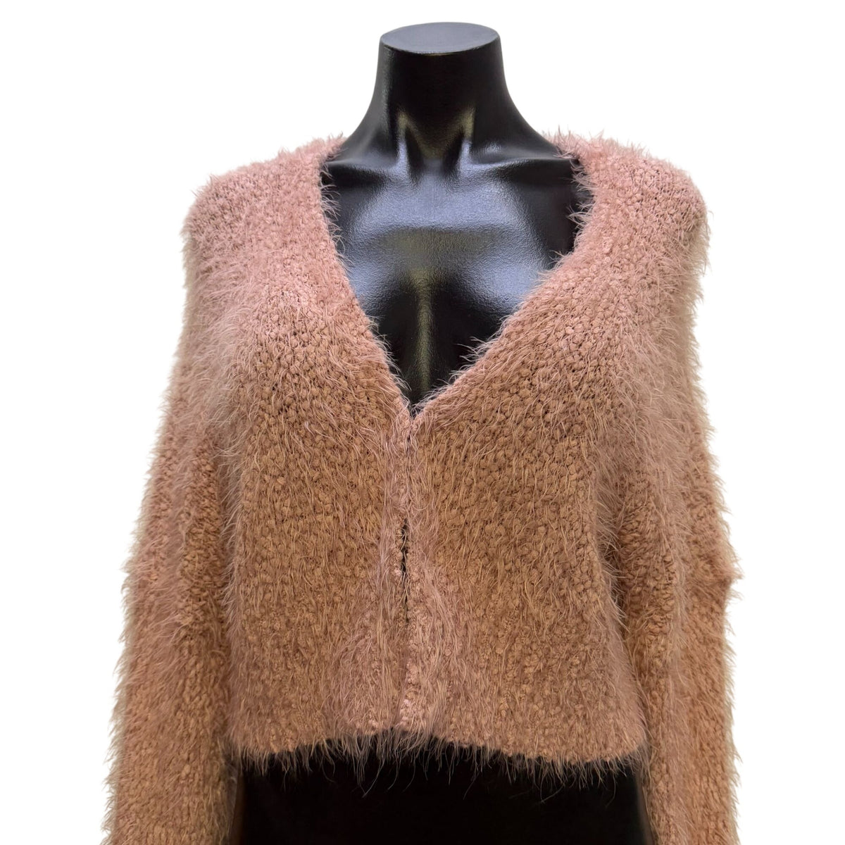 Faceplant Dreams Cropped Fuzzy Pink Cardigan S/M