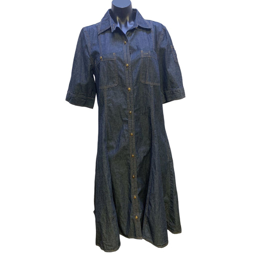 NWT Lauren Jeans Co. Ralph Lauren Blue Denim-look Shirtdress Size 14