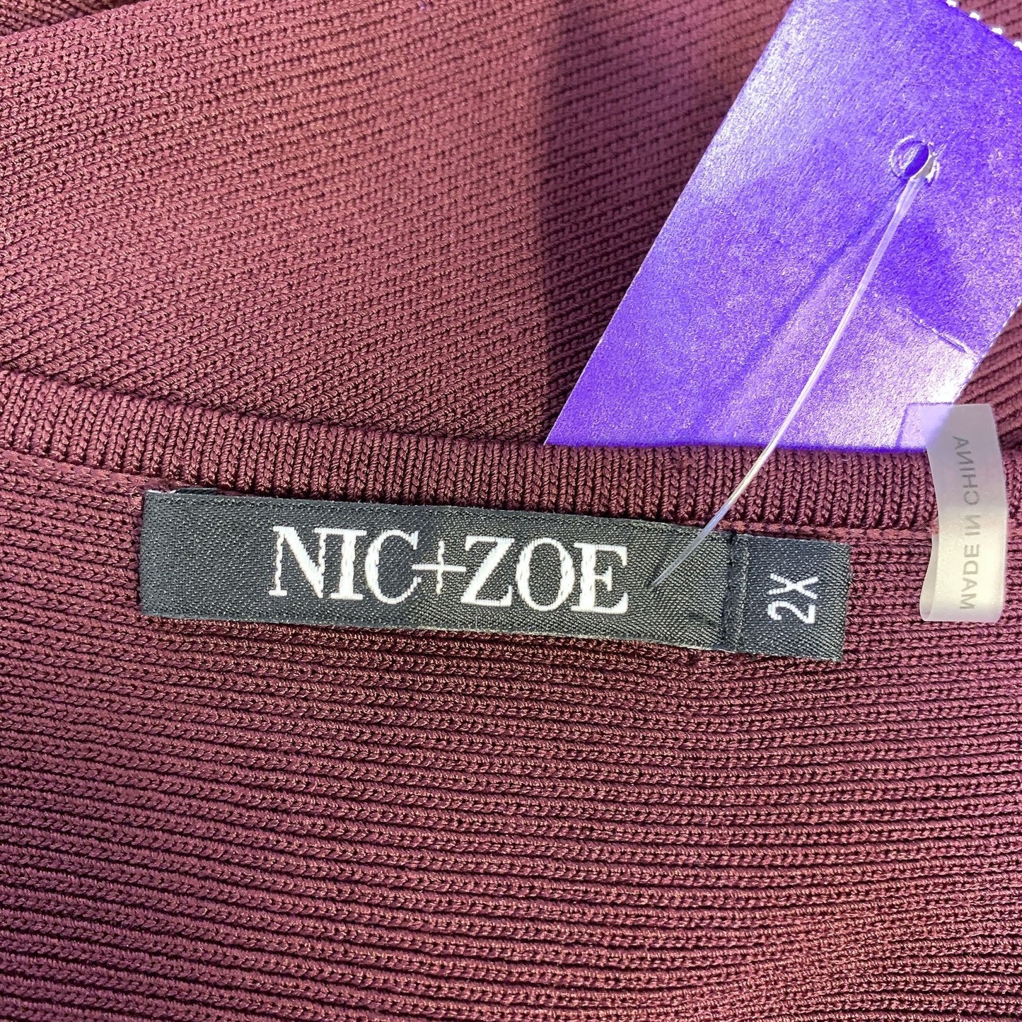 *NWT Nic+Zoe Maroon Cut Out Dress Size 2X