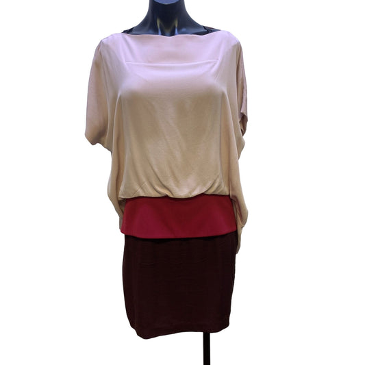 Diane Von Furstenberg Pink, Maroon & Wine Silk Dress Size 8
