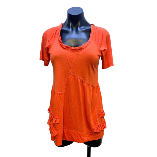 NWT Marc By Marc Jacobs XS Orange Ruffle Trim Tunic Top