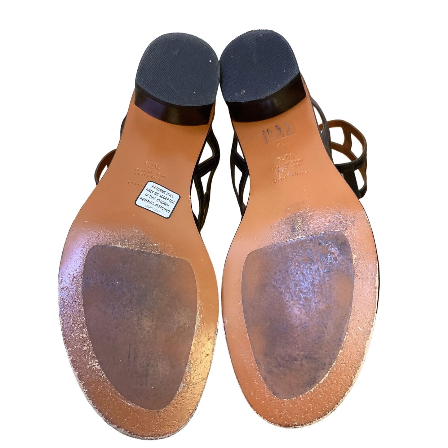 *Aquatalia Black & Brown Leather Sandals Size 10.5