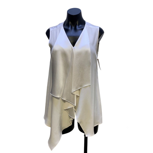 Lafayette 148 New York Womens Sleeveless Asymmetrical Ruffle Blouse Cream S