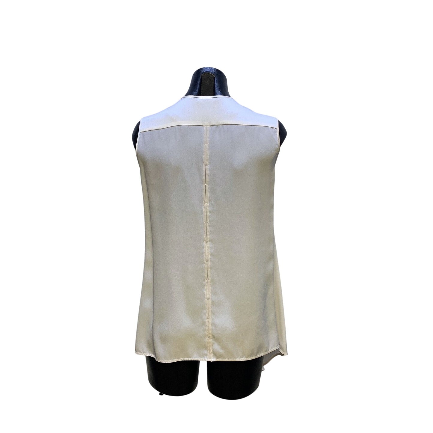 Lafayette 148 New York Womens Sleeveless Asymmetrical Ruffle Blouse Cream S