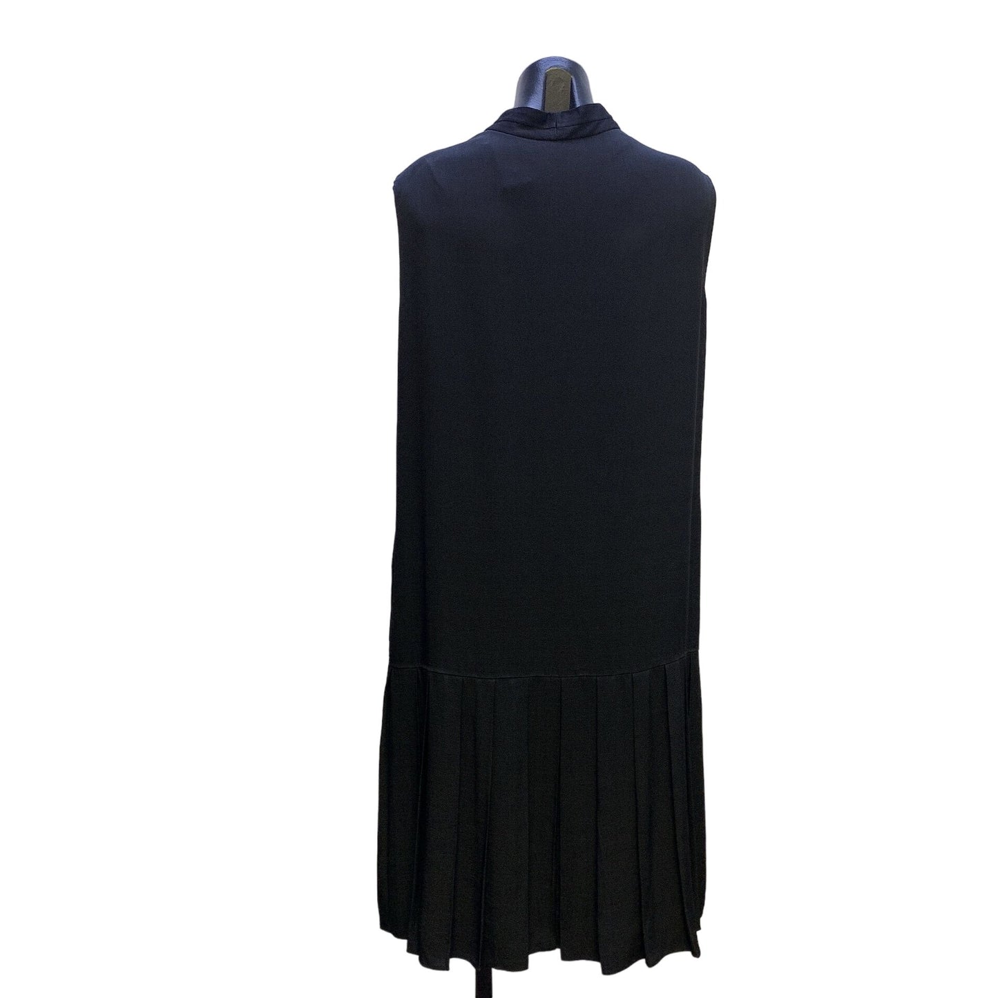 Lafayette 148 New York Black Sleeveless  Button-Front Dress w/Pleated Bottom Size XL