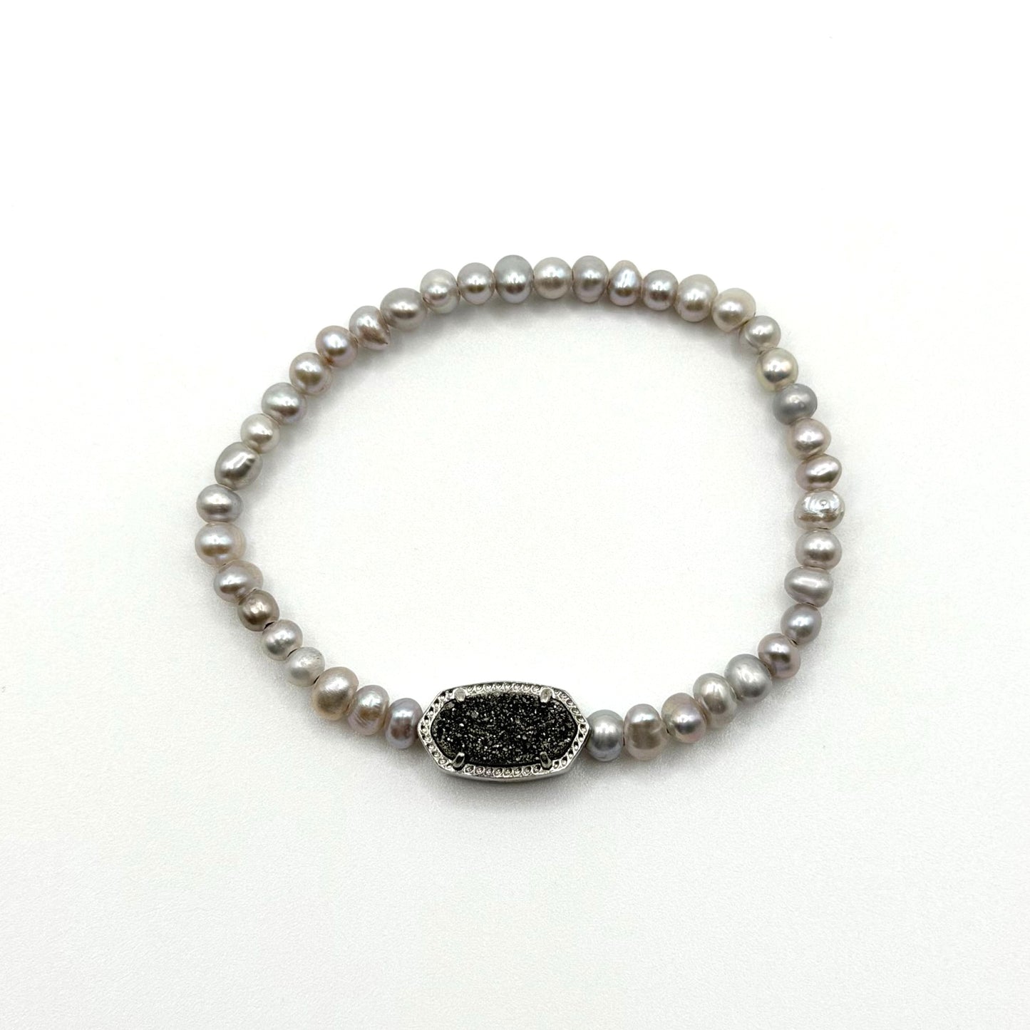 Kendra Scott Elaina Bracelet Gray Mix Silver-Plated With Freshwater Pearls & Drusy Accent