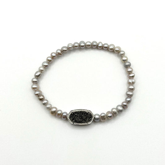 Kendra Scott Elaina Bracelet Gray Mix Silver-Plated With Freshwater Pearls & Drusy Accent