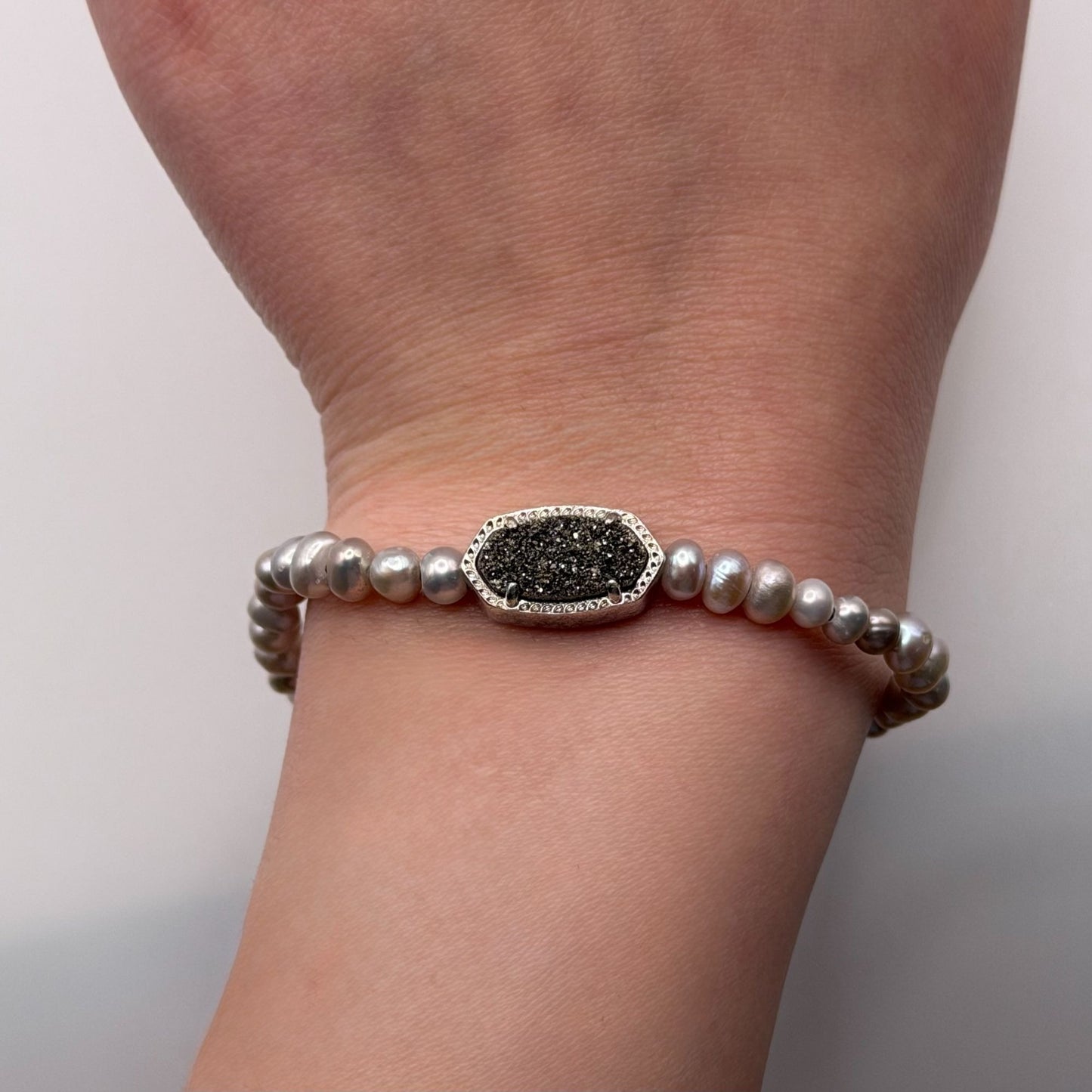 Kendra Scott Elaina Bracelet Gray Mix Silver-Plated With Freshwater Pearls & Drusy Accent