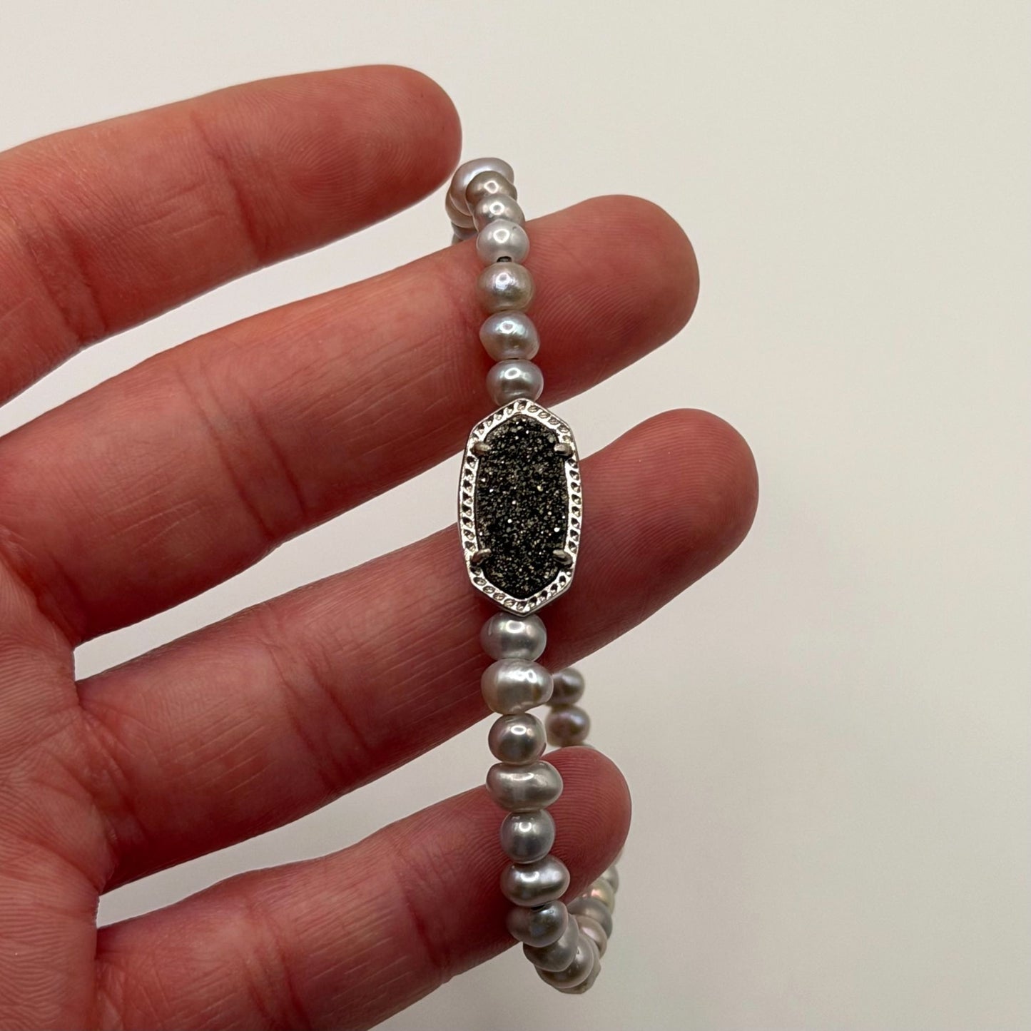 Kendra Scott Elaina Bracelet Gray Mix Silver-Plated With Freshwater Pearls & Drusy Accent